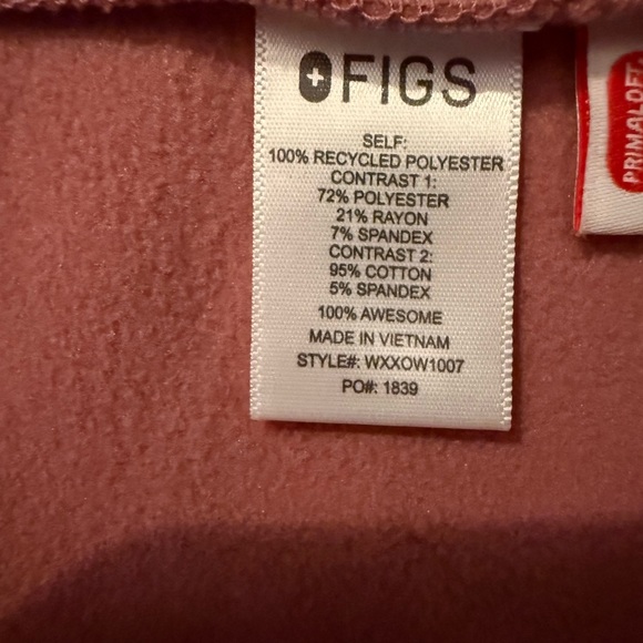 NWOT 🛍️⭐️ FIGS Primaloft Fleece Jacket Women’s XL Dusty Rose Pink - Picture 8 of 11